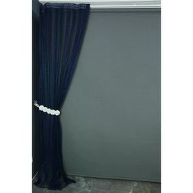 Akça Tekstil 75x260 cm Lacivert Orkide Model Tek Kanat Pileli Fon Perde