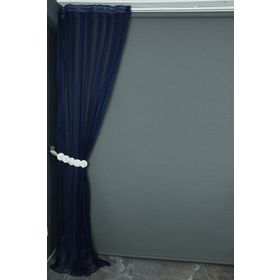 Akça Tekstil 75x260 cm Lacivert Orkide Model Tek Kanat Pileli Fon Perde