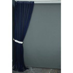 Akça Tekstil 75x260 cm Lacivert Orkide Model Tek Kanat Pileli Fon Perde