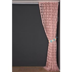 Akça Tekstil 75x260 cm Pudra Yaprak Model Tek Kanat Dikilmiş Pileli Fon Perde
