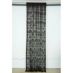 Akça Tekstil 75x260 cm Siyah Sarmaşık Acı Kahve Renk Tek Kanat Pileli Fon Perde