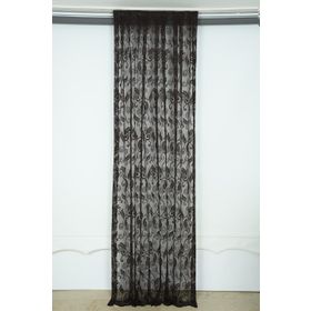 Akça Tekstil 75x260 cm Siyah Sarmaşık Acı Kahve Renk Tek Kanat Pileli Fon Perde