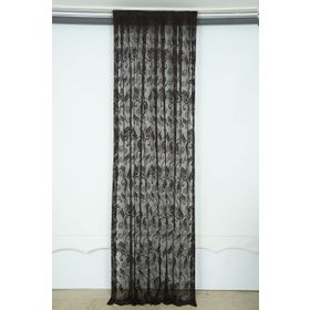 Akça Tekstil 75x260 cm Siyah Sarmaşık Acı Kahve Renk Tek Kanat Pileli Fon Perde