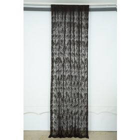 Akça Tekstil 75x260 cm Siyah Sarmaşık Acı Kahve Renk Tek Kanat Pileli Fon Perde