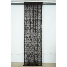 Akça Tekstil 75x260 cm Siyah Sarmaşık Acı Kahve Renk Tek Kanat Pileli Fon Perde