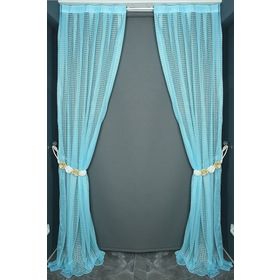 Akça Tekstil 75x260 cm Turkuaz Kardelen Model Tek Kanat Pileli Fon Perde