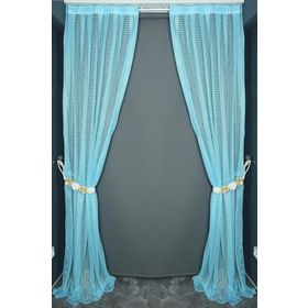 Akça Tekstil 75x260 cm Turkuaz Kardelen Model Tek Kanat Pileli Fon Perde