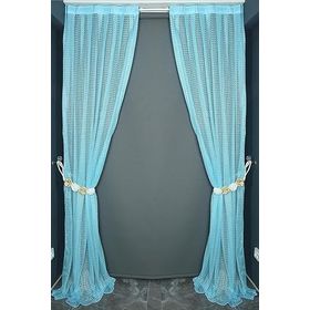 Akça Tekstil 75x260 cm Turkuaz Kardelen Model Tek Kanat Pileli Fon Perde