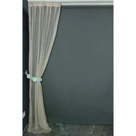 Akça Tekstil 75x260 cm Vizon Küçük Baklava Model Tek Kanat Pileli Fon Perde