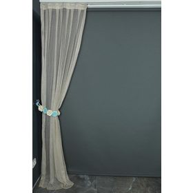 Akça Tekstil 75x260 cm Vizon Küçük Baklava Model Tek Kanat Pileli Fon Perde