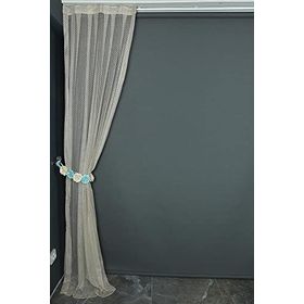 Akça Tekstil 75x260 cm Vizon Küçük Baklava Model Tek Kanat Pileli Fon Perde