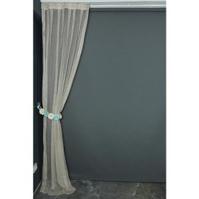 Akça Tekstil 75x260 cm Vizon Küçük Baklava Model Tek Kanat Pileli Fon Perde