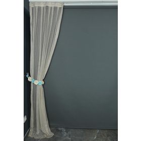 Akça Tekstil 75x260 cm Vizon Küçük Baklava Model Tek Kanat Pileli Fon Perde