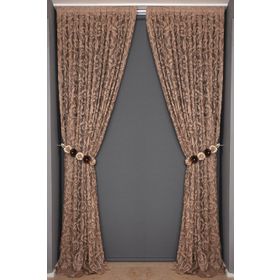 Akça Tekstil 75x260 cm Vizon Sultan 2 Tek Kanat Hazır Dikilmiş Pileli Fon Perde