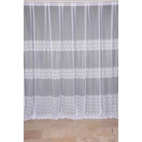 Akça Tekstil Beyaz 300x260 cm Geometrik Model Dikilmiş Pileli Fon Perde