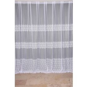 Akça Tekstil Beyaz 300x260 cm Geometrik Model Dikilmiş Pileli Fon Perde