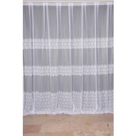 Akça Tekstil Beyaz 300x260 cm Geometrik Model Dikilmiş Pileli Fon Perde