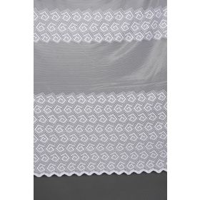Akça Tekstil Beyaz 300x260 cm Geometrik Model Dikilmiş Pileli Fon Perde