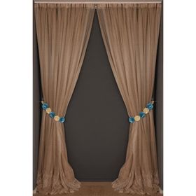 Akça Tekstil Vizon 300x260 cm Geniş Etek Model Hazır Dikilmiş Pileli Fon Perde