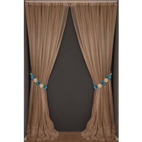 Akça Tekstil Vizon 300x260 cm Geniş Etek Model Hazır Dikilmiş Pileli Fon Perde