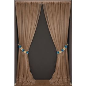 Akça Tekstil Vizon 300x260 cm Geniş Etek Model Hazır Dikilmiş Pileli Fon Perde