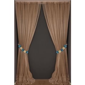 Akça Tekstil Vizon 300x260 cm Geniş Etek Model Hazır Dikilmiş Pileli Fon Perde