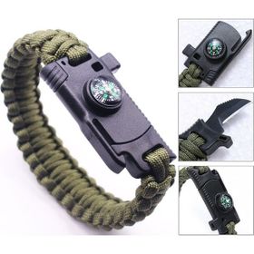 Akçakoyunlu 9595 Haki Pusulalı & Bıçaklı Paracord Bileklik