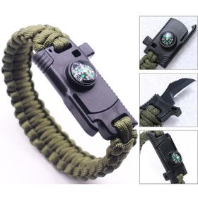 Akçakoyunlu 9595 Haki Pusulalı & Bıçaklı Paracord Bileklik
