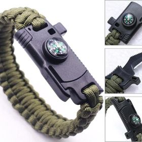 Akçakoyunlu 9595 Haki Pusulalı & Bıçaklı Paracord Bileklik