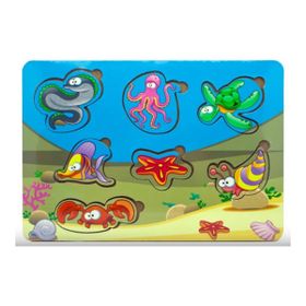 Akçiçek 460 30x20 cm Ahşap Eğitici Puzzle/Deniz Hayvanları