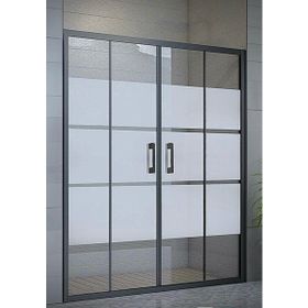 Akdemir yapı market 100x120 cm Dikdörtgen Komple Buzlu Siyah Eko-Folyo Karolaj Cam Durul Duşakabin