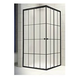 Akdemir yapı market Cam 80x80 cm Kare Komple Buzlu Siyah Eko-Folyo Karolaj Durul Duşakabin