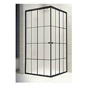 Akdemir yapı market Cam 80x80 cm Kare Komple Buzlu Siyah Eko-Folyo Karolaj Durul Duşakabin