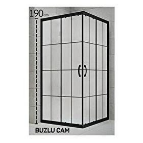 Akdemir yapı market Yükseklik 190 cm 80x80 cm Kare 5 mm Komple Buzlu Siyah Karolaj Durul Duşakabin