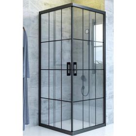 Akdemir yapı market Yükseklik 190 cm 80x80 cm Kare 5 mm Komple Buzlu Siyah Karolaj Durul Duşakabin