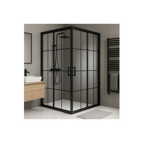Akdemir yapı market Yükseklik 190 cm 80x80 cm Kare 5 mm Komple Buzlu Siyah Karolaj Durul Duşakabin