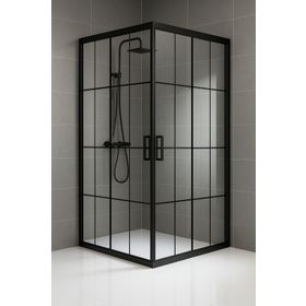 Akdemir yapı market Yükseklik 190 cm 80x80 cm Kare 5 mm Komple Buzlu Siyah Karolaj Durul Duşakabin