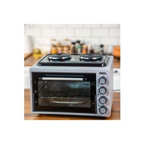 Akel AF382 Gri Çift Ocaklı Termostatlı Çift Tepsili 38 lt Midi Fırın