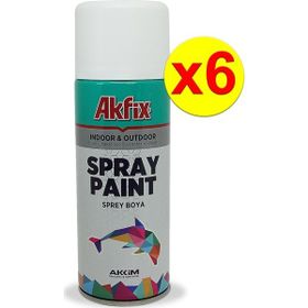 Akfix 6’lı Paket Akrilik Sprey Boya 400ml Mat Beyaz PKT-SP423123