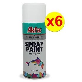 Akfix 6’lı Paket Akrilik Sprey Boya 400ml Mat Beyaz PKT-SP423123
