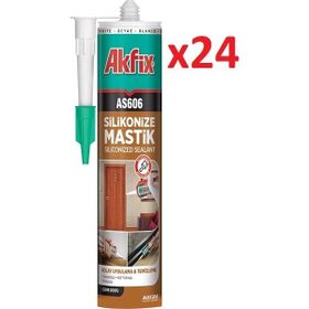 Akfix AA013 24 Adet AS606 Siyah 500 gr Silikonize Akrilik Mastik