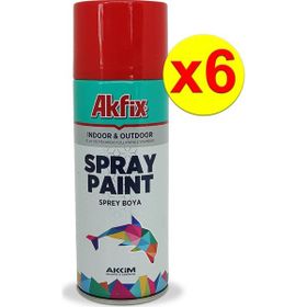 Akfix Kırmızı 6’lı Paket Akrilik Sprey Boya 400ml Parlak PKT-SP423024