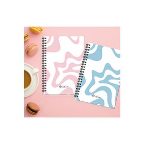 AKILLICA 2'li Çizgili 13x20 CM 56 Yaprak Karton Kapak Pembe + Mavi Line Series Spiralli Defter