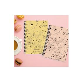 AKILLICA 2'li Çizgili 13x20 CM 56 Yaprak Karton Kapak Sarı + Pudra Line Sky Spiralli Defter