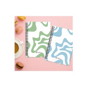 AKILLICA 2'li Çizgili 13x20 CM 56 Yaprak Karton Kapak Yeşil + Gri Line Series Spiralli Defter