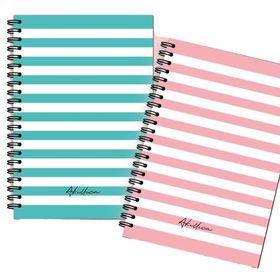 AKILLICA 2'li Çizgili 13x20 cm 56 Yaprak Karton Kapak Yeşil + Pembe Line Sky Spiralli Defter