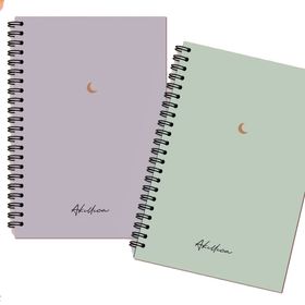 AKILLICA 2'li Çizgisiz 13x20 cm 56 Yaprak Karton Kapak Yeşil + Mor Moon Series Spiralli Defter