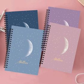 AKILLICA 4'lü 10x13.5 cm Çizgisiz Karton Kapak New Moon Series Spiralli Cep Defteri