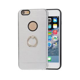 Akıllıphone Apple iPhone 7 Selfie Yüzüklü Arkası Metal Silikon Gri Kılıf