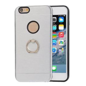 Akıllıphone Apple iPhone 7 Selfie Yüzüklü Arkası Metal Silikon Gri Kılıf